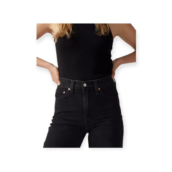 Levis Ribcage Wide Leg Jeans Black Size 25 Super High Rise Vintage Fit - Picture 16 of 16